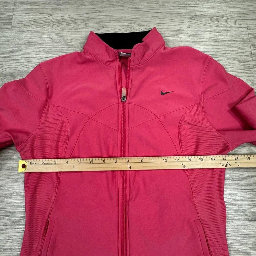 Nike Womens Jacket Fit Dry Full Zip Track Pink Medium Mesh Panels Running Active